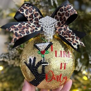 Christmas Ornament, Glitter, I like it dirty, Martini Glass, Holiday Gift